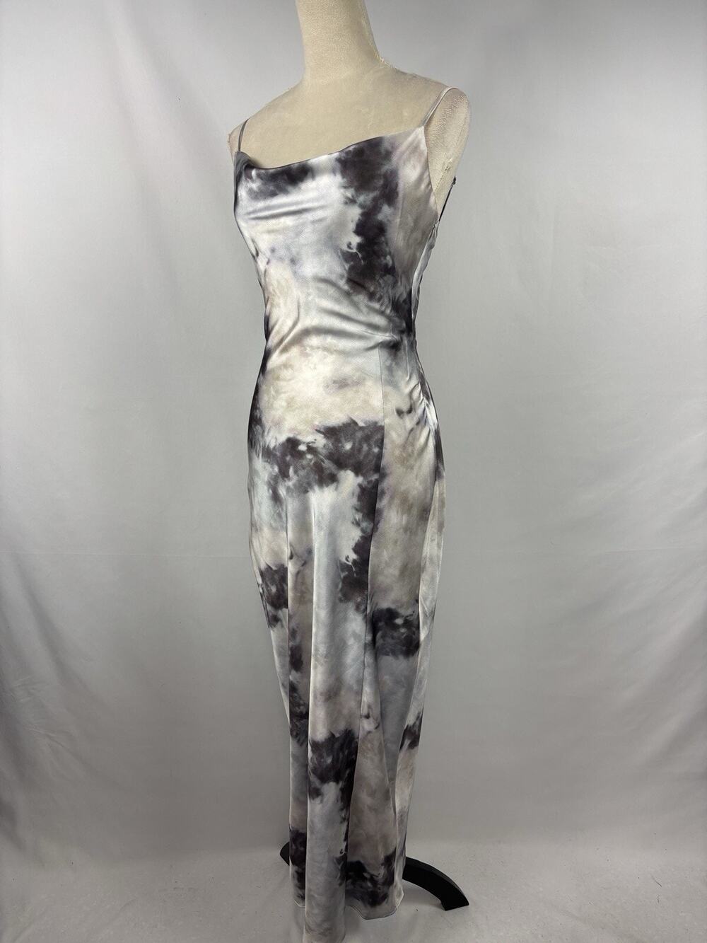Superdown Krystal Slip Dress Grey White Tie Dye Small Adjustable Straps